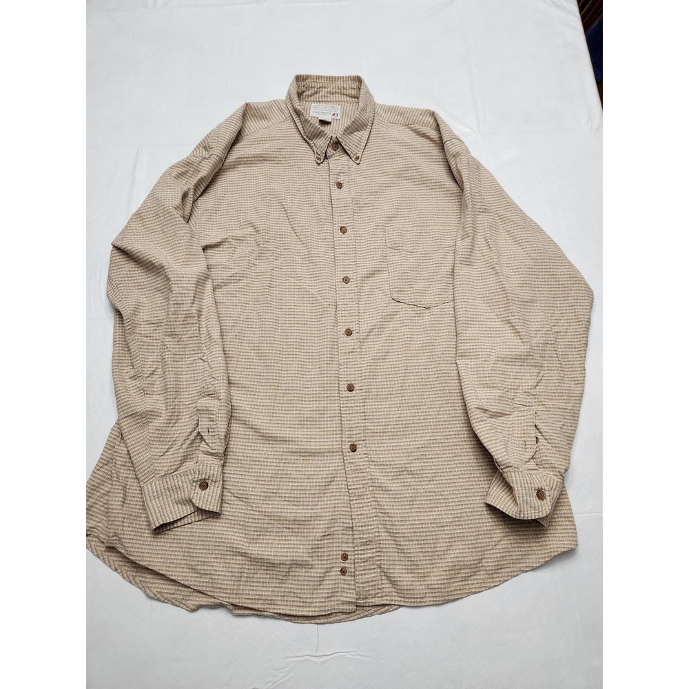 Abercrombie & Fitch Shirt Mens XL Beige Brown Plaid Button Down Long Sleeve